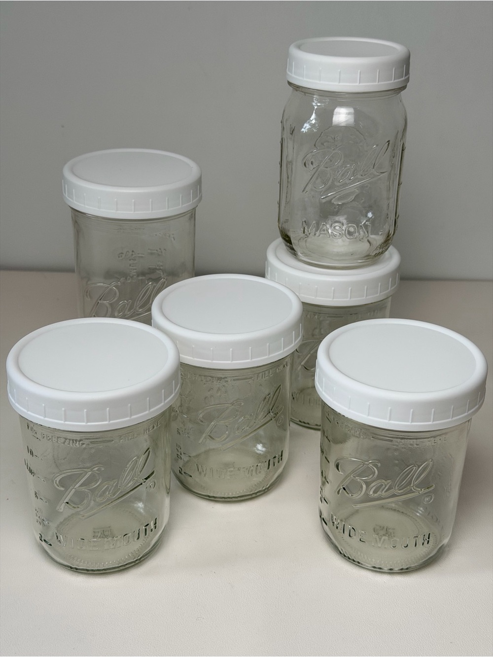Vintage Ball Mason Glass Jar Wide Mouth Glass Jar 6 pcs Discontinued 16oz  10oz